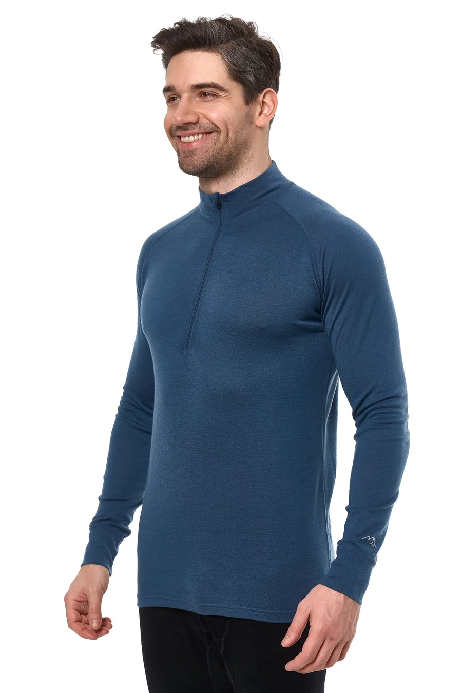 Men's Merino Half Zip Long Sleeve 165 Denim Blue