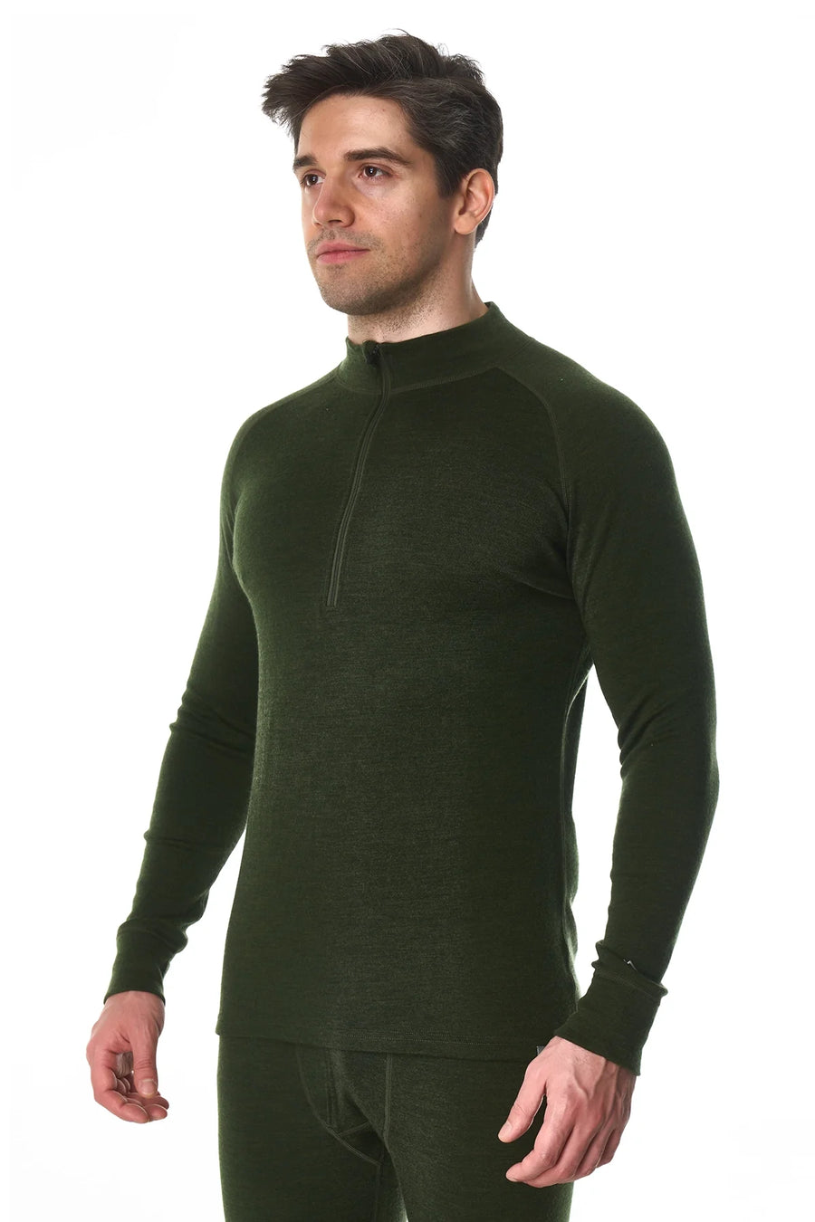 Men's Merino Half Zip Long Sleeve 320 Army Green