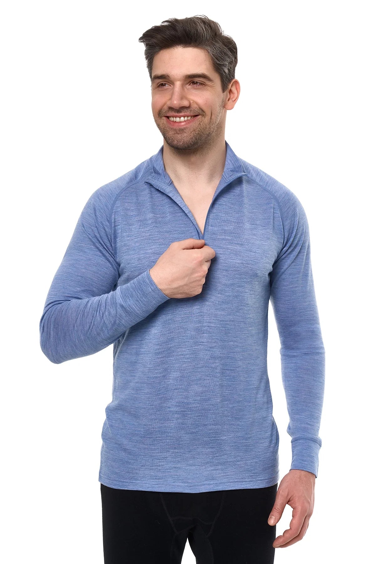 Men's Merino Half Zip Long Sleeve 165 Deep Blue