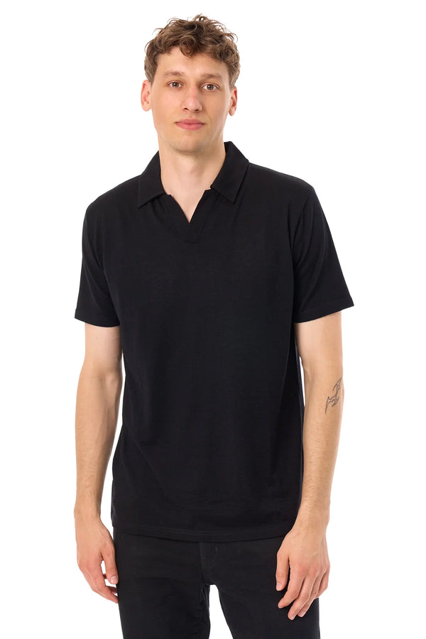 Men's Merino Polo 180 Black | Open Collar