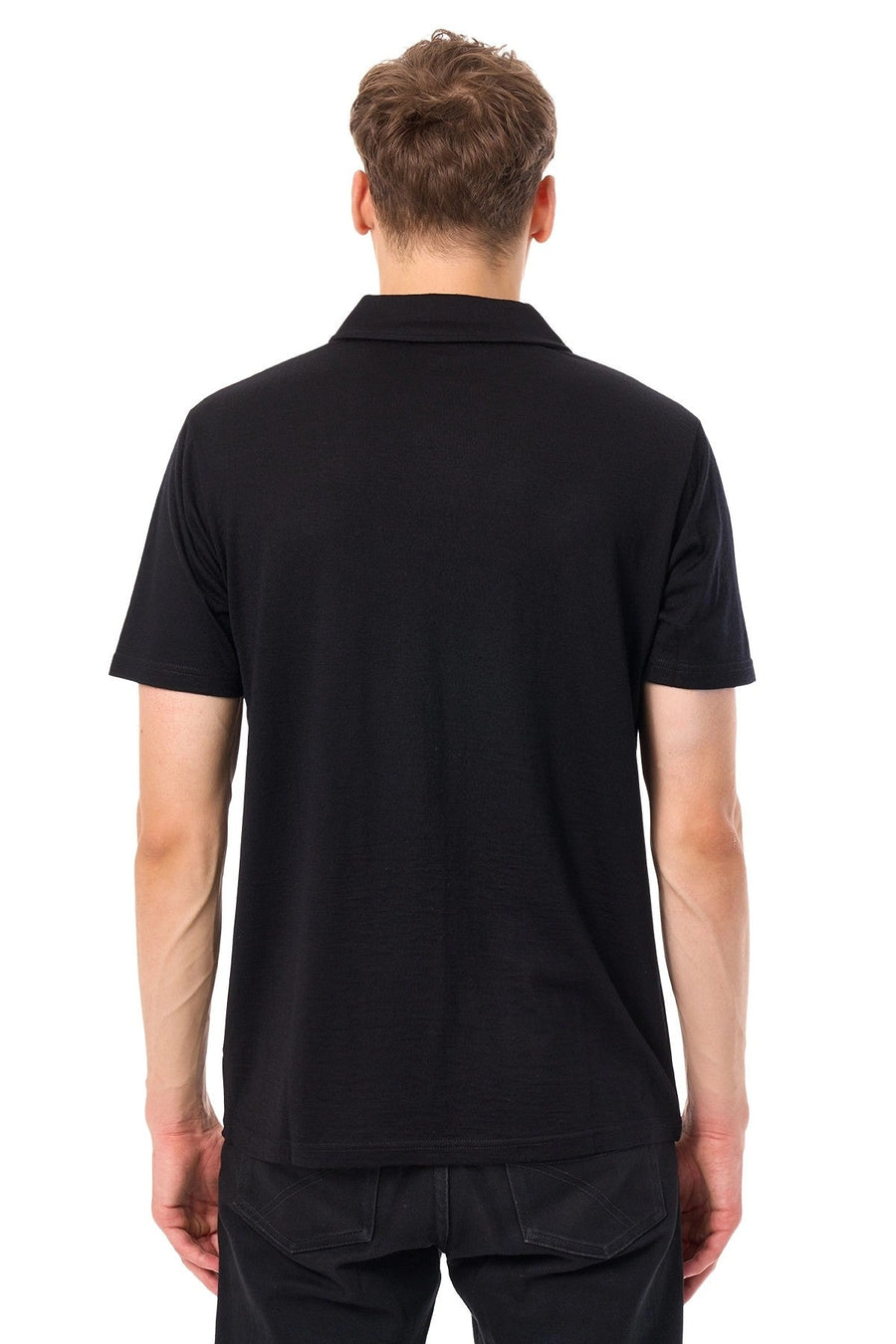 Men's Merino Polo 180 Black | Open Collar