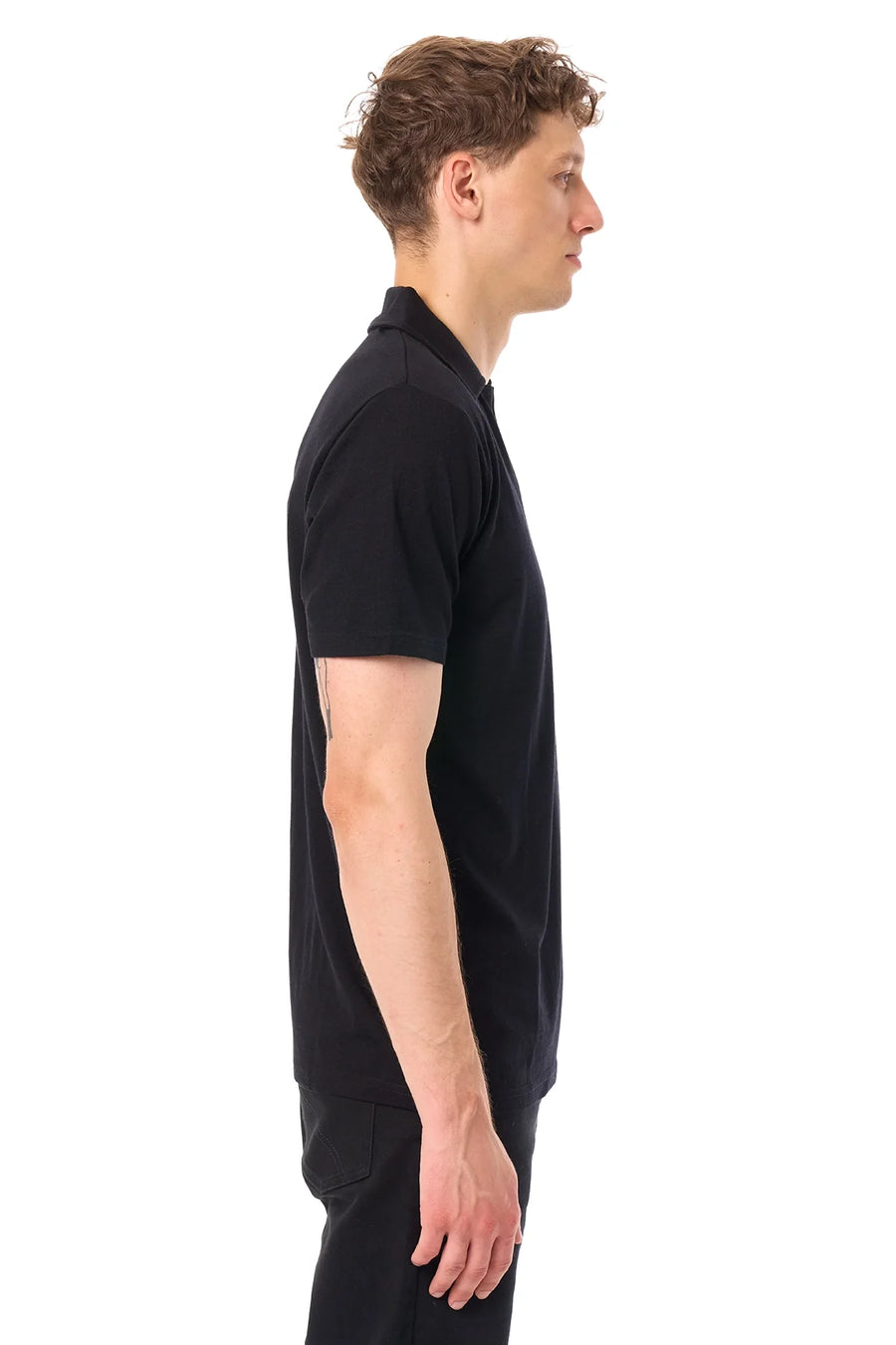 Men's Merino Polo 180 Black | Open Collar
