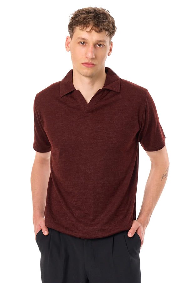 Men's Merino Polo 180 Bordo | Open Collar