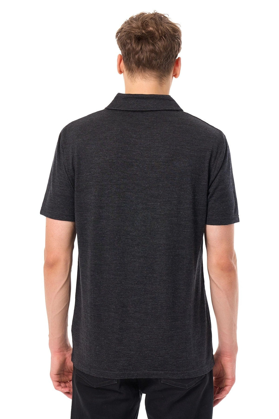 Men's Merino Polo 180 Charcoal Grey | Open Collar