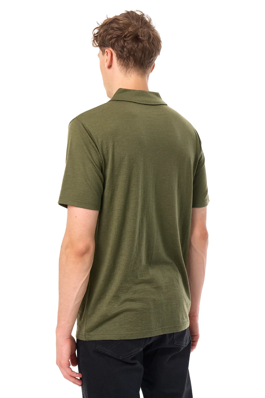 Men's Merino Polo 180 Dark Olive | Open Collar