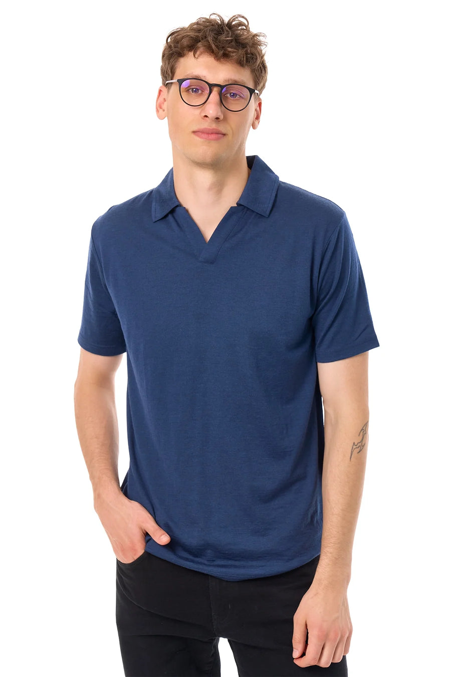 Men's Merino Polo 180 Navy | Open Collar