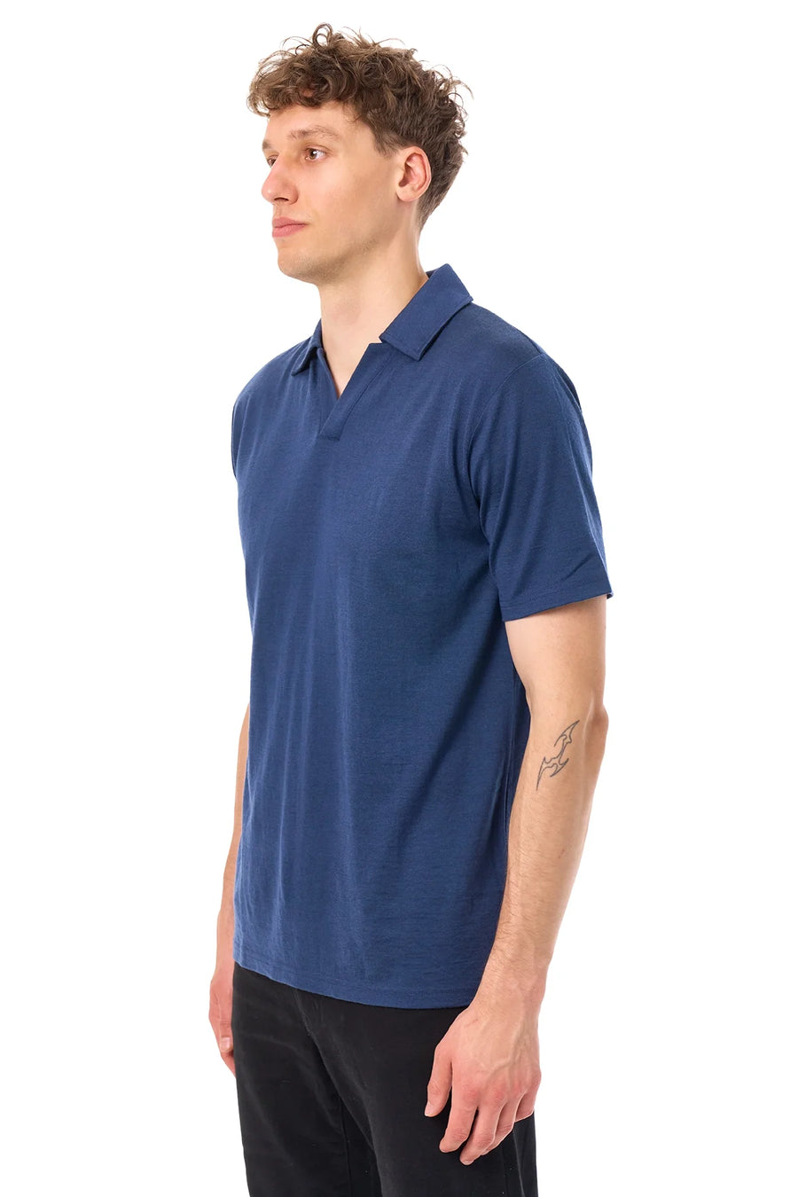 Men's Merino Polo 180 Navy | Open Collar