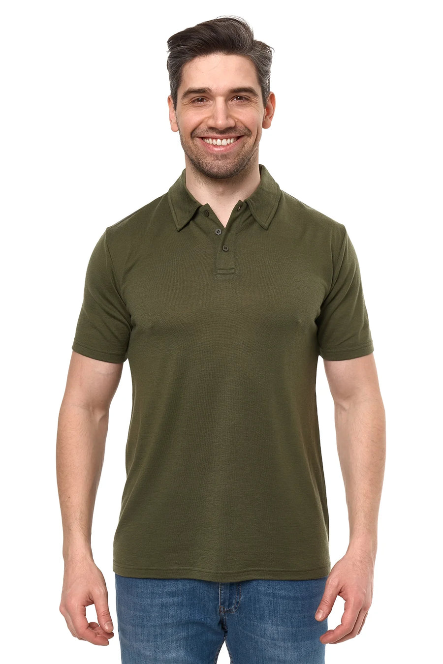 Men's Merino Polo 180 Dark Olive