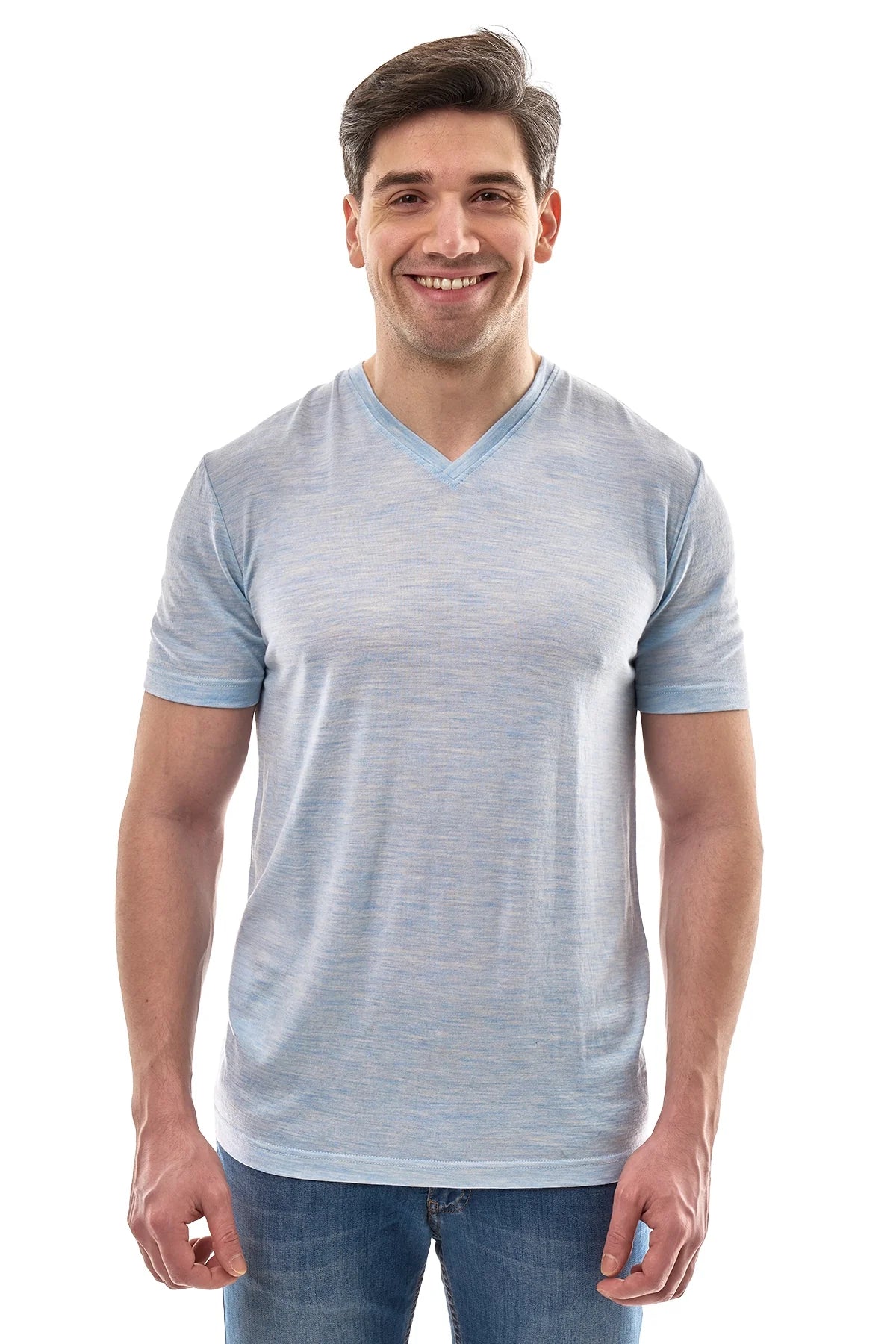 Men's Merino Sport T-shirt Cloud | V-Neck