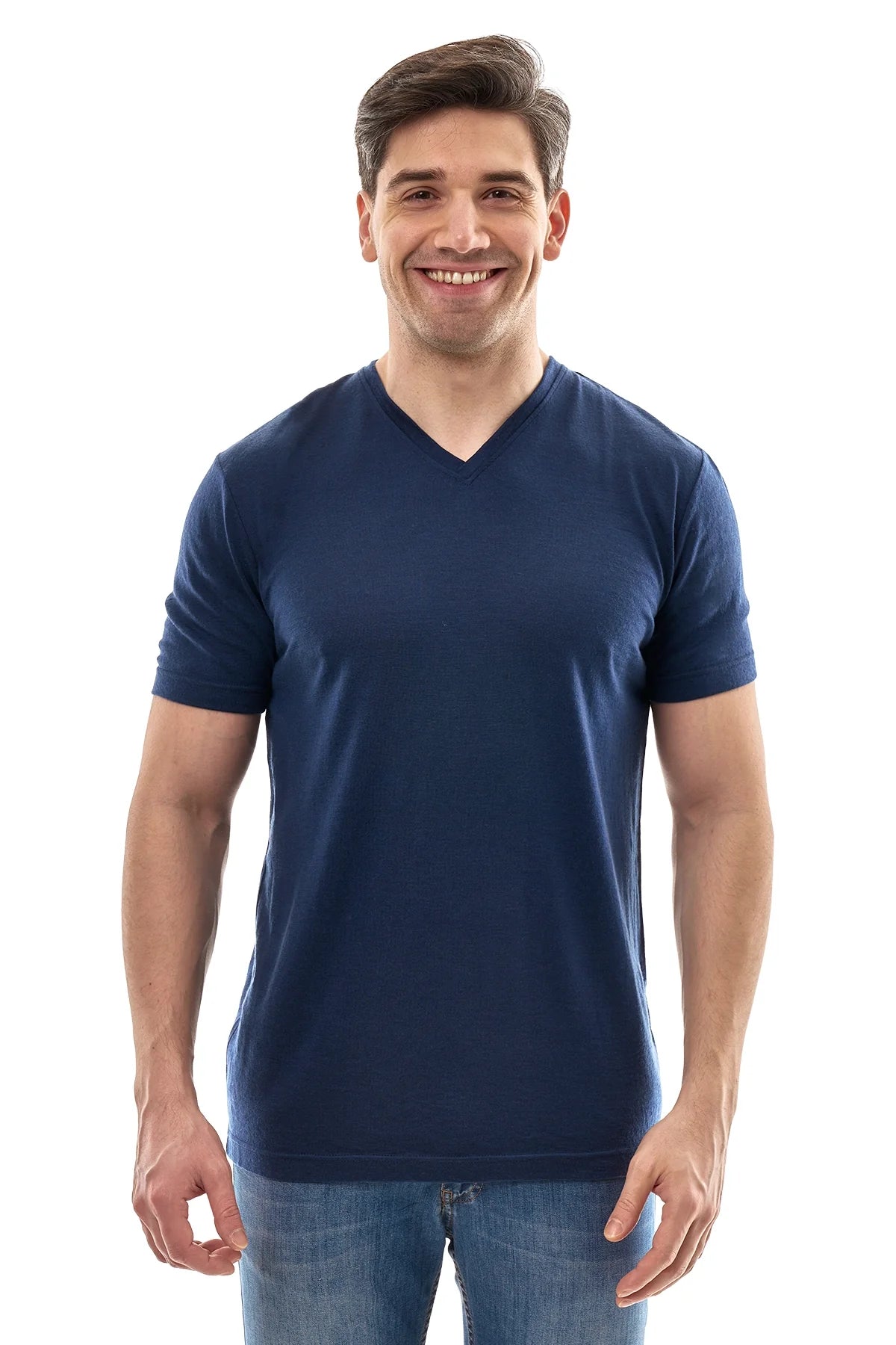 Men's Merino Sport T-shirt Deep Navy | V-Neck