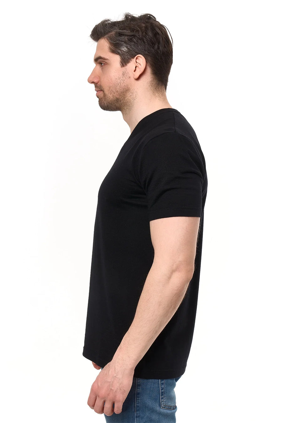 Men's Merino Sport T-shirt Black | V-Neck