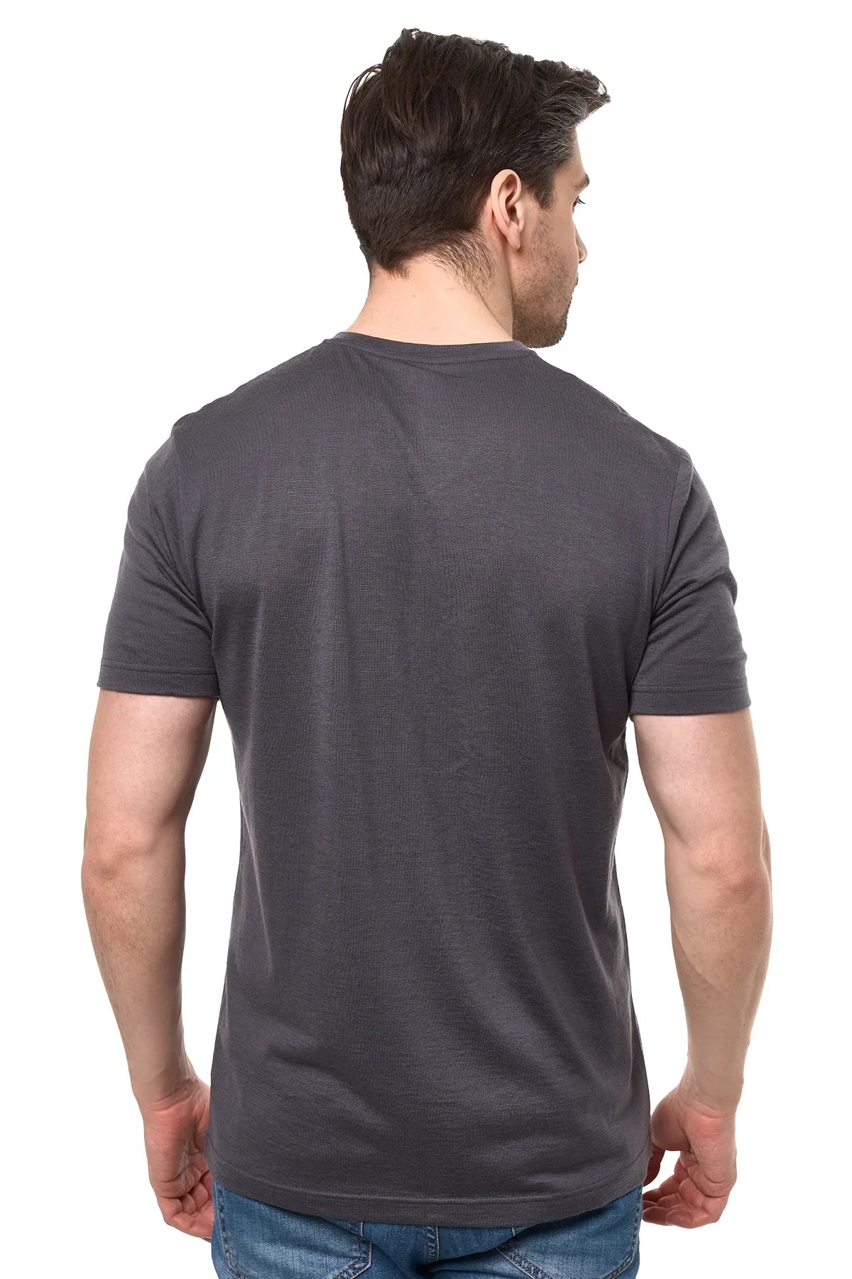 Men's Merino Sport T-shirt Dark Charcoal | V-Neck