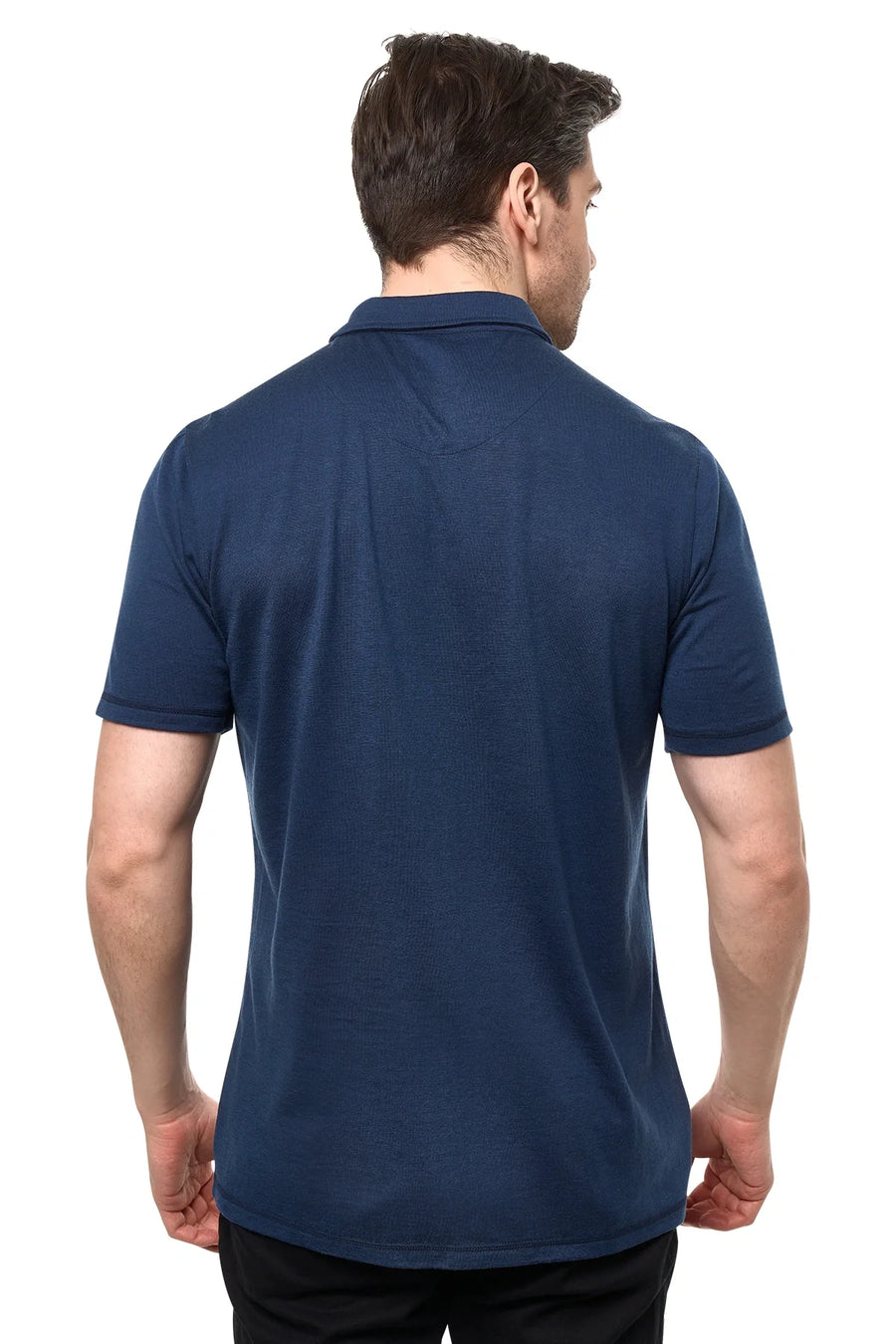 Men's Merino Button-Up Short Sleeve Shirt Navy