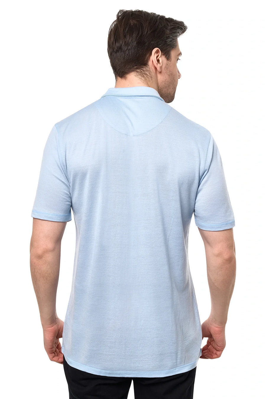 Men's Merino Button-Up Short Sleeve Shirt Oxford Blue