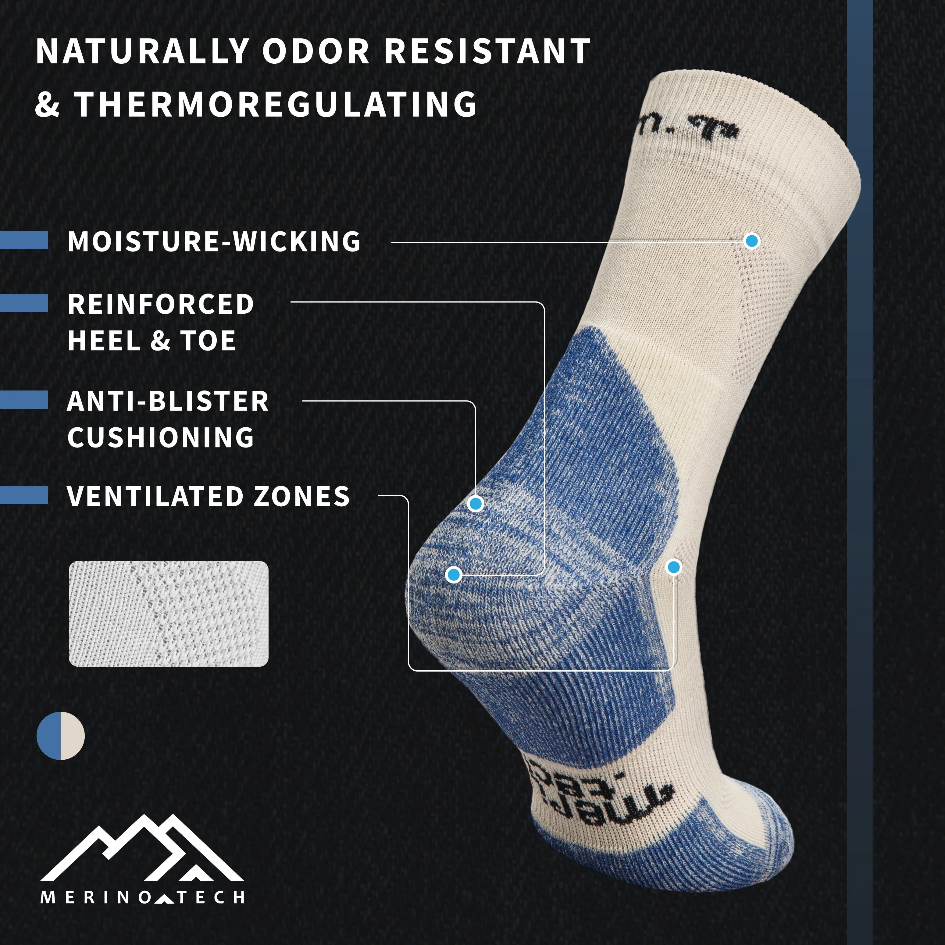 Merino Wool Hiking Socks - (Pack of 2) Alaska