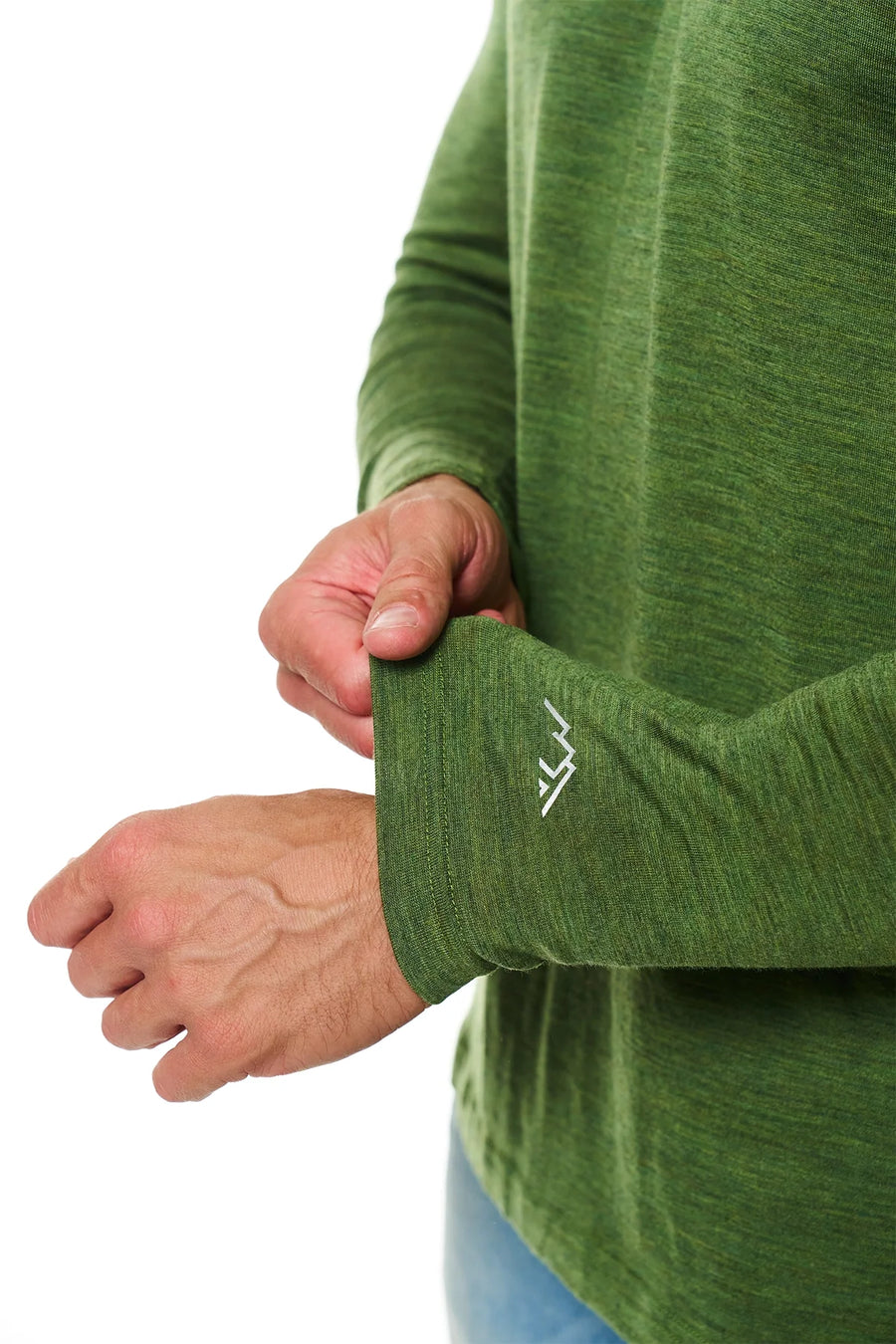 Men's Merino Wool Henley Long Sleeve 170 Green Olive