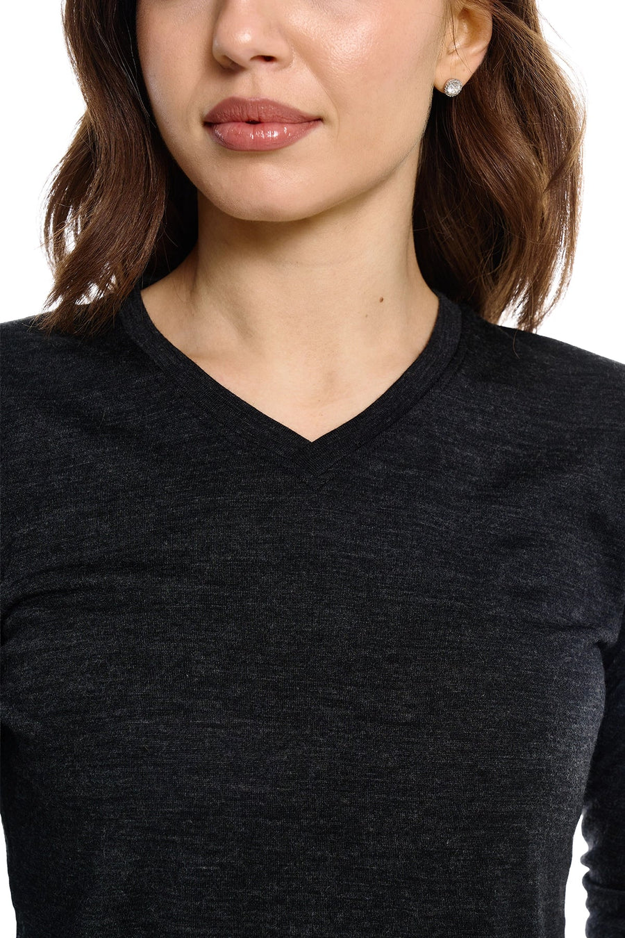 Women's Merino Long Sleeve 190 Charcoal Grey | V-Neck