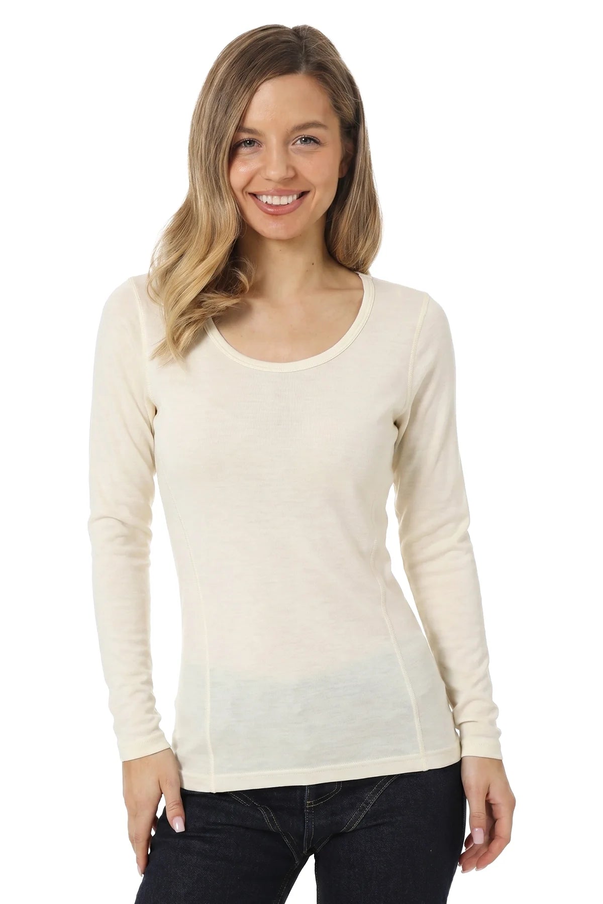 Women's Merino Long Sleeve 190 Creamy | Scoop Neck