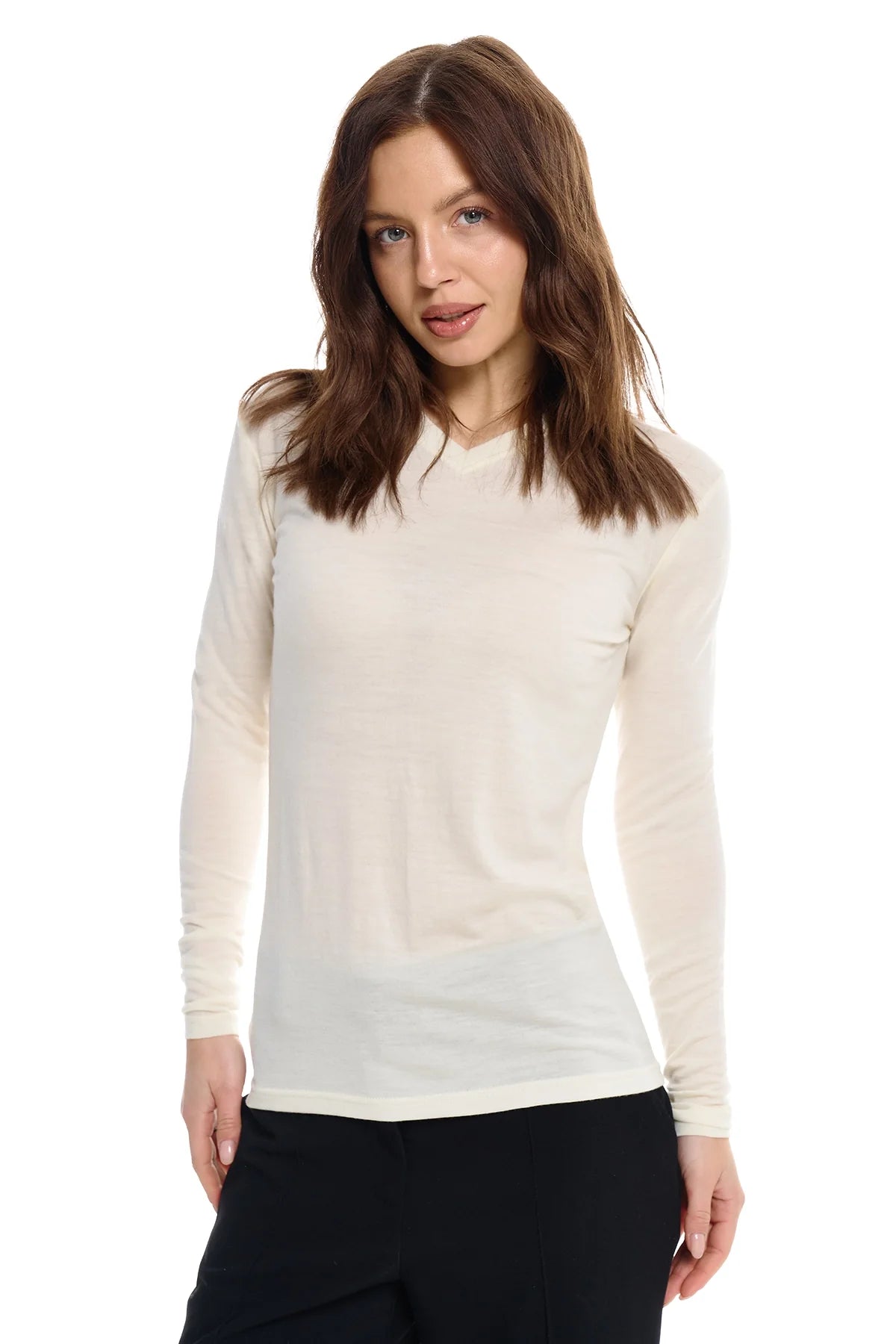 Women's Merino Long Sleeve 190 Creamy | V-Neck