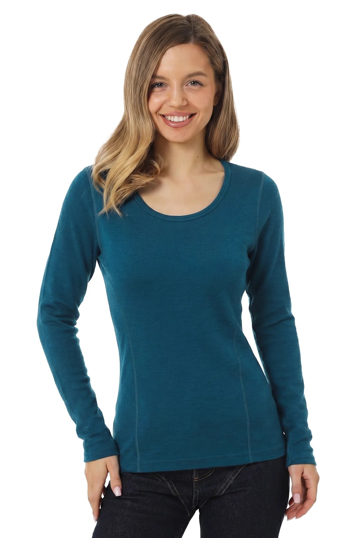 Women's Merino Long Sleeve 190 Deep Teal | Scoop Neck