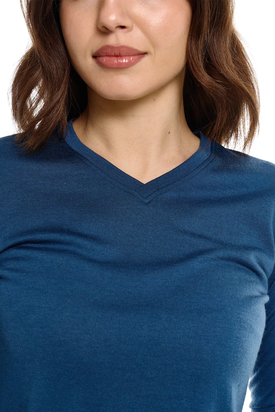 Women's Merino Long Sleeve 190 Denim | V-Neck