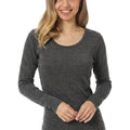 Women's Merino Long Sleeve 190 Heathered Black | Scoop Neck