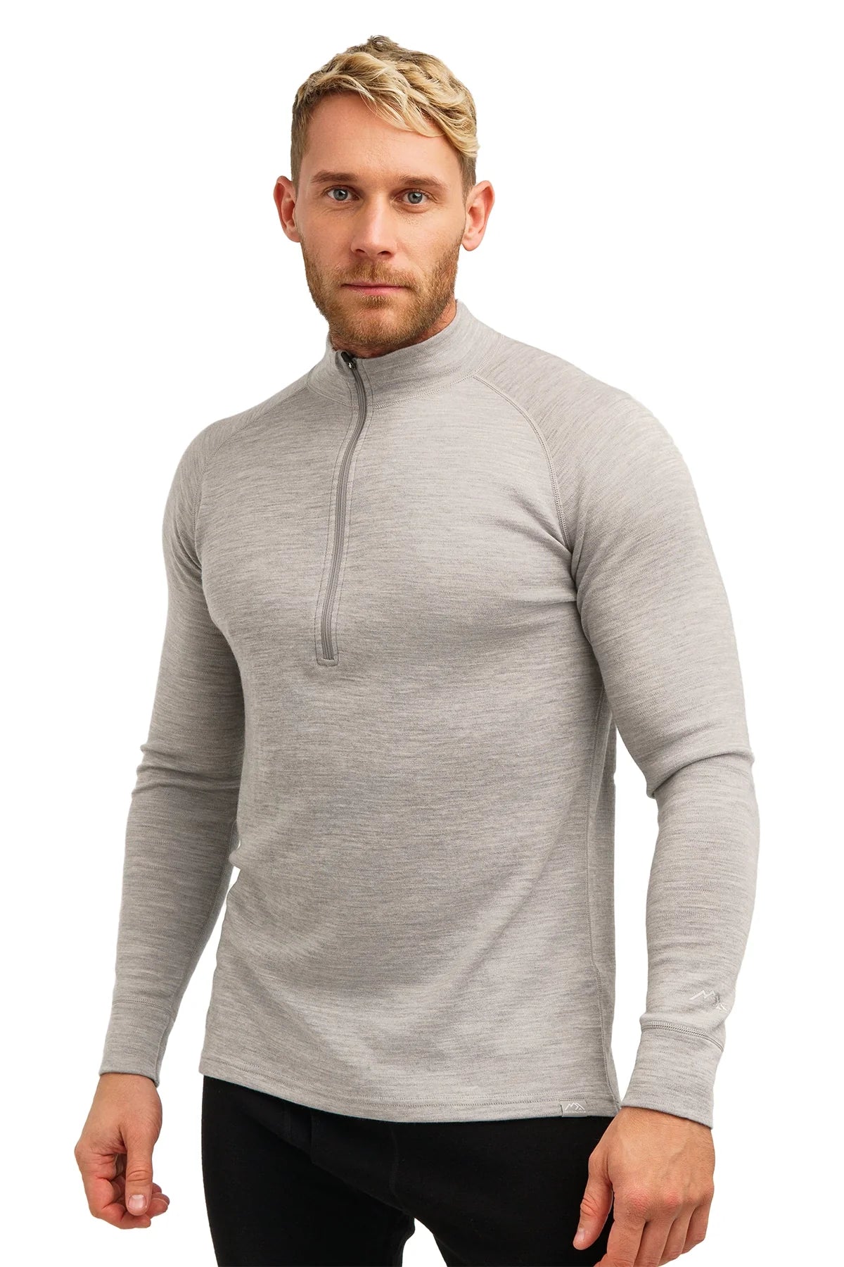 Men's Merino Half Zip Long Sleeve 320 Melange Grey
