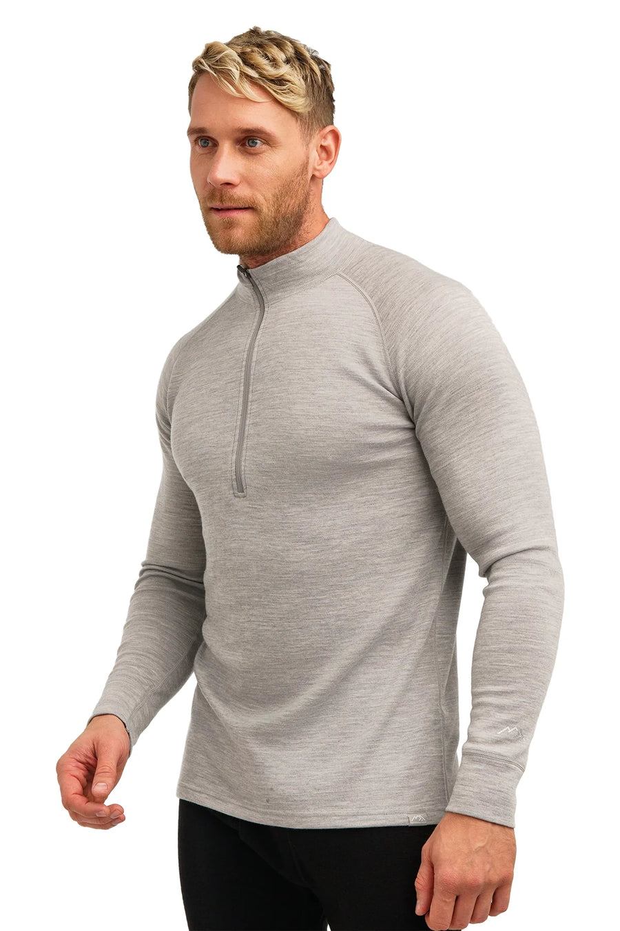 Men's Merino Half Zip Long Sleeve 320 Melange Grey