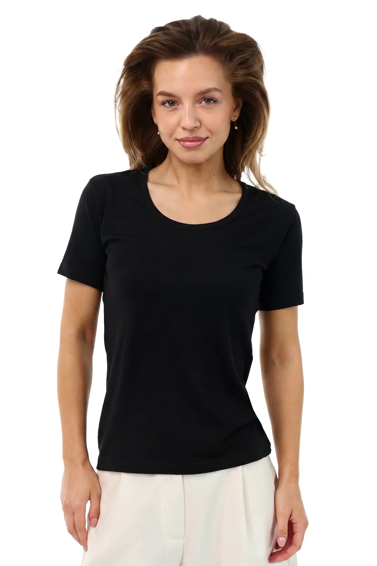 Women's Merino T-shirt 180 Black | Scoop Neck