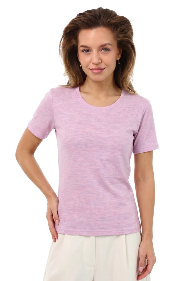 Women's Merino T-shirt 180 Heather Lilac | Scoop Neck