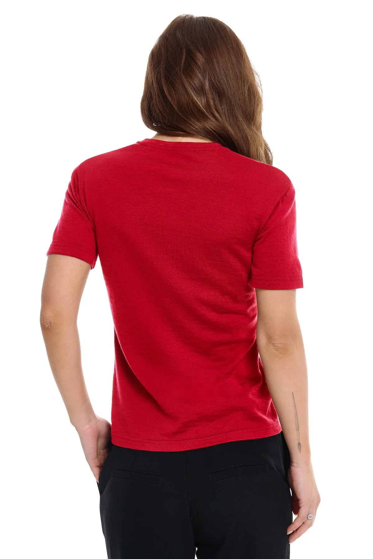 Women's Merino T-shirt 180 Cherry Red | Crewneck (+socks)