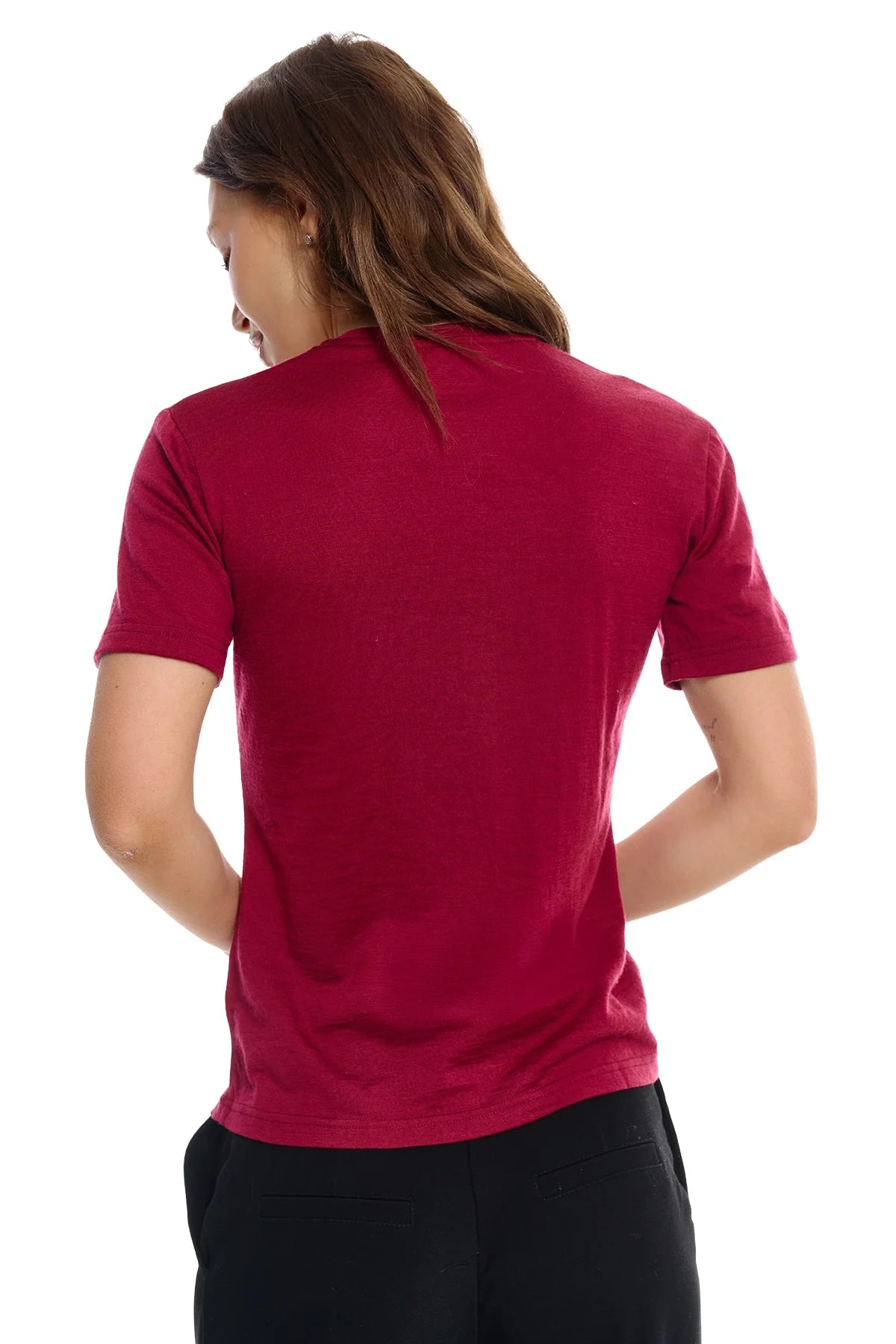 Women's Merino T-shirt 180 Dark Red | Crewneck