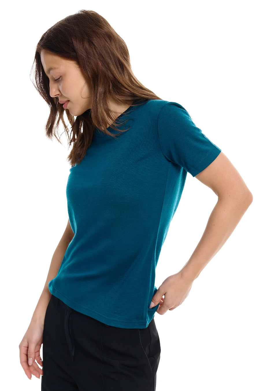 Women's Merino T-shirt 180 Dark Teal | Crewneck