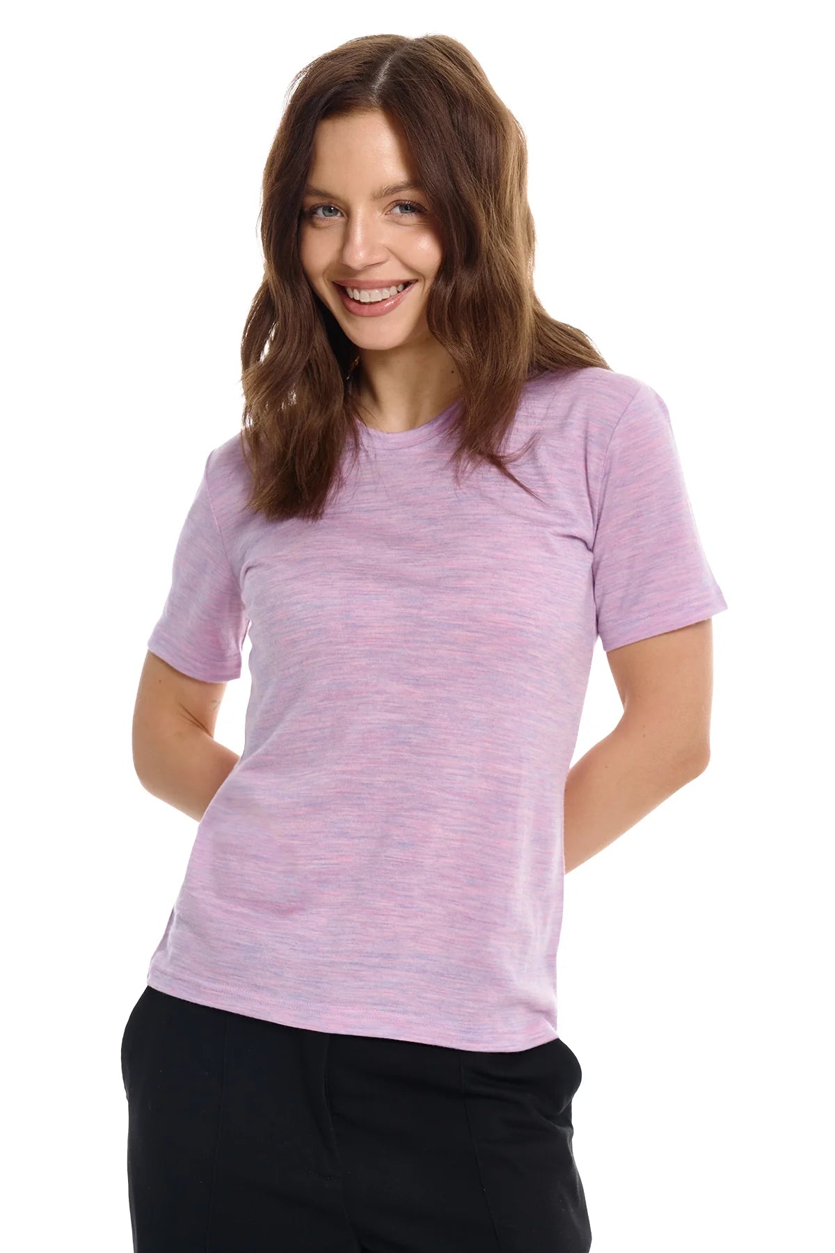 Women's Merino T-shirt 180 Lilac Heather | Crewneck (+socks)