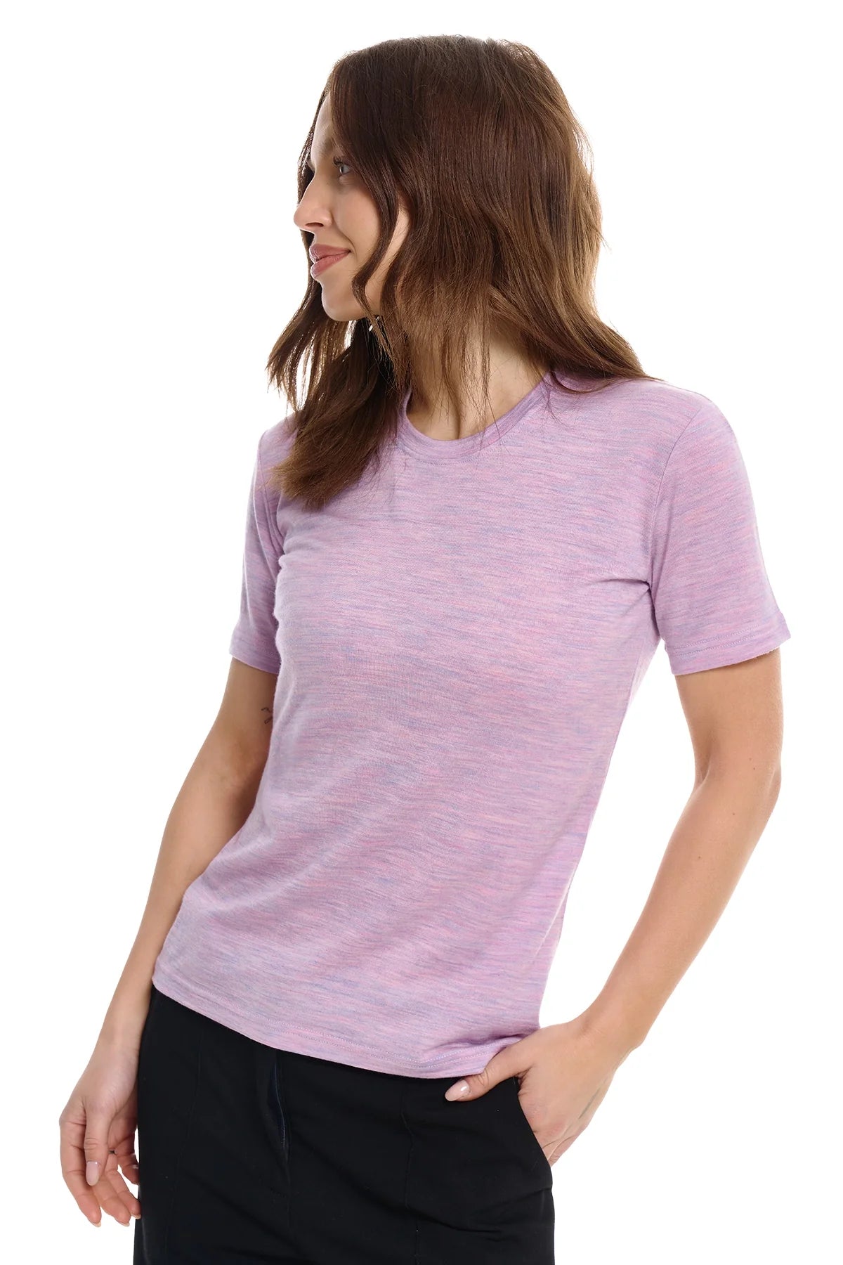 Women's Merino T-shirt 180 Lilac Heather | Crewneck (+socks)
