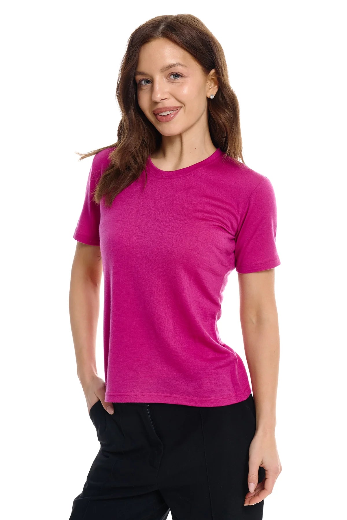 Women's Merino T-shirt 180 Royal Fuchsia | Crewneck