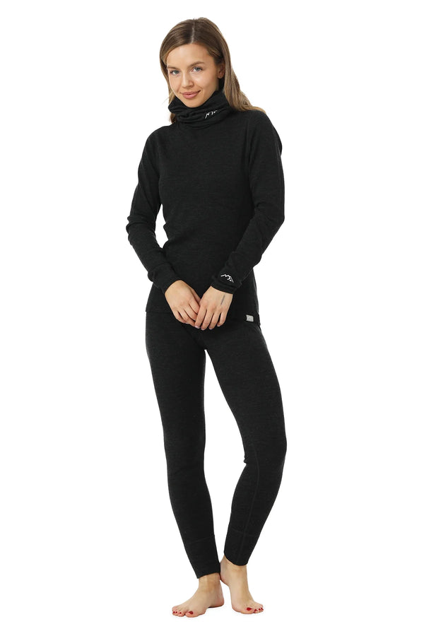 Women's Merino Charcoal Set + Neck Gaiter