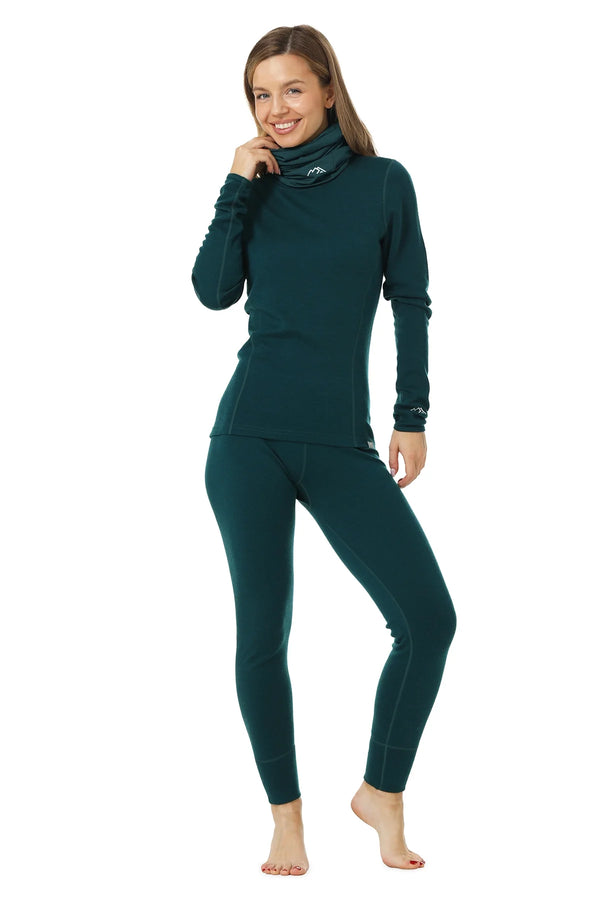 Women's Merino Deep Teal Set + Neck Gaiter