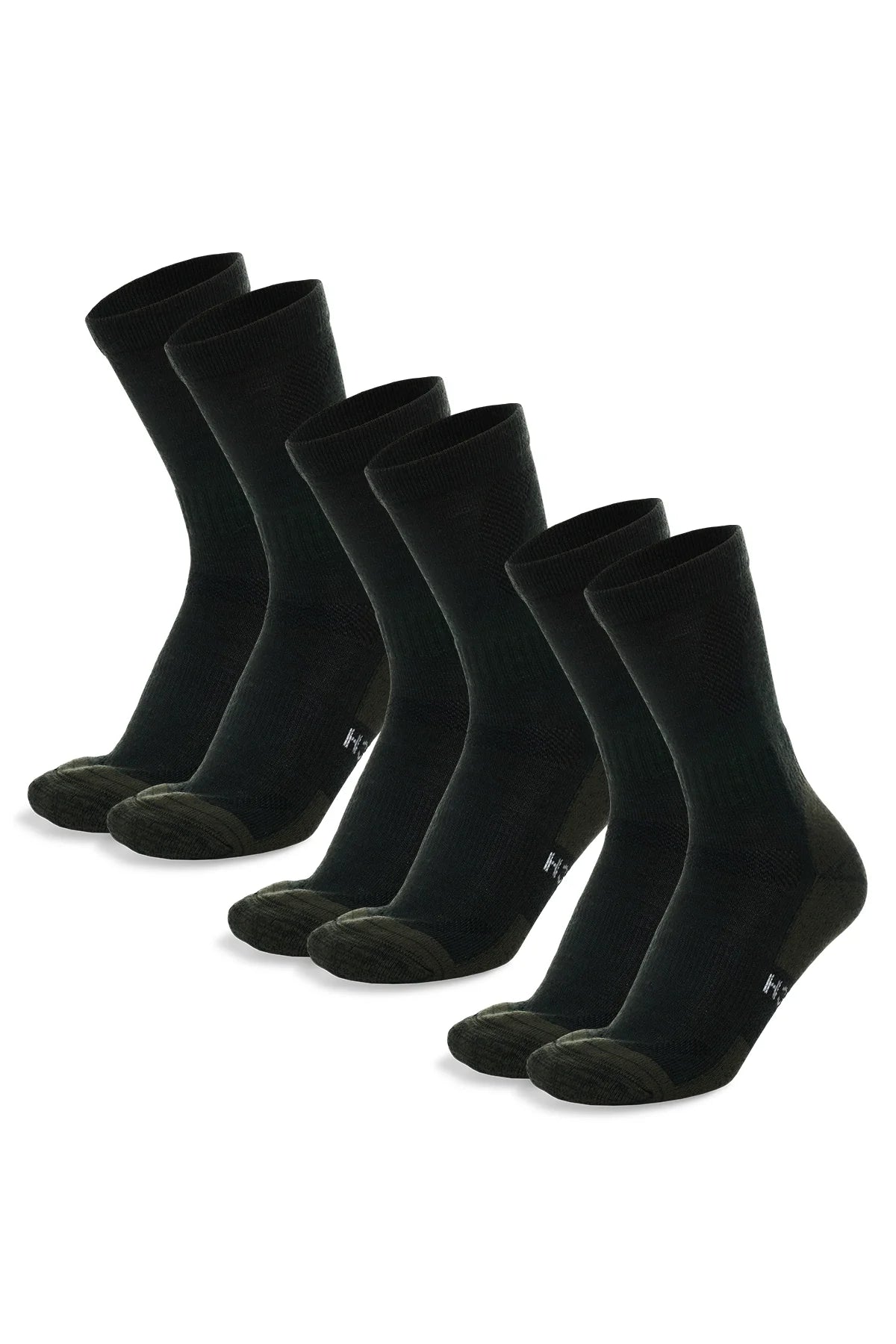Merino Wool Hiking Socks - (Pack of 3) Army Green