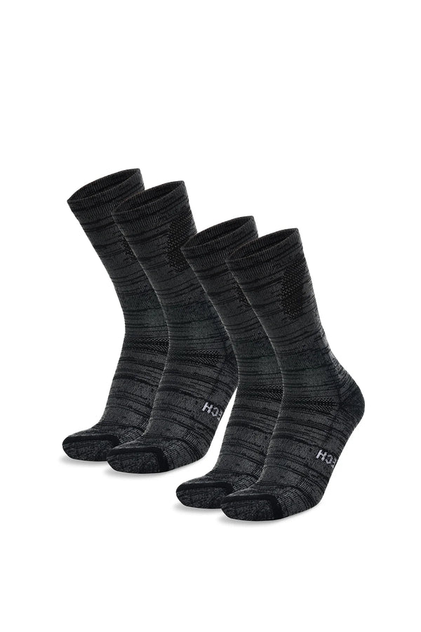 Merino Wool Hiking Socks - (Pack of 2) Black Marble