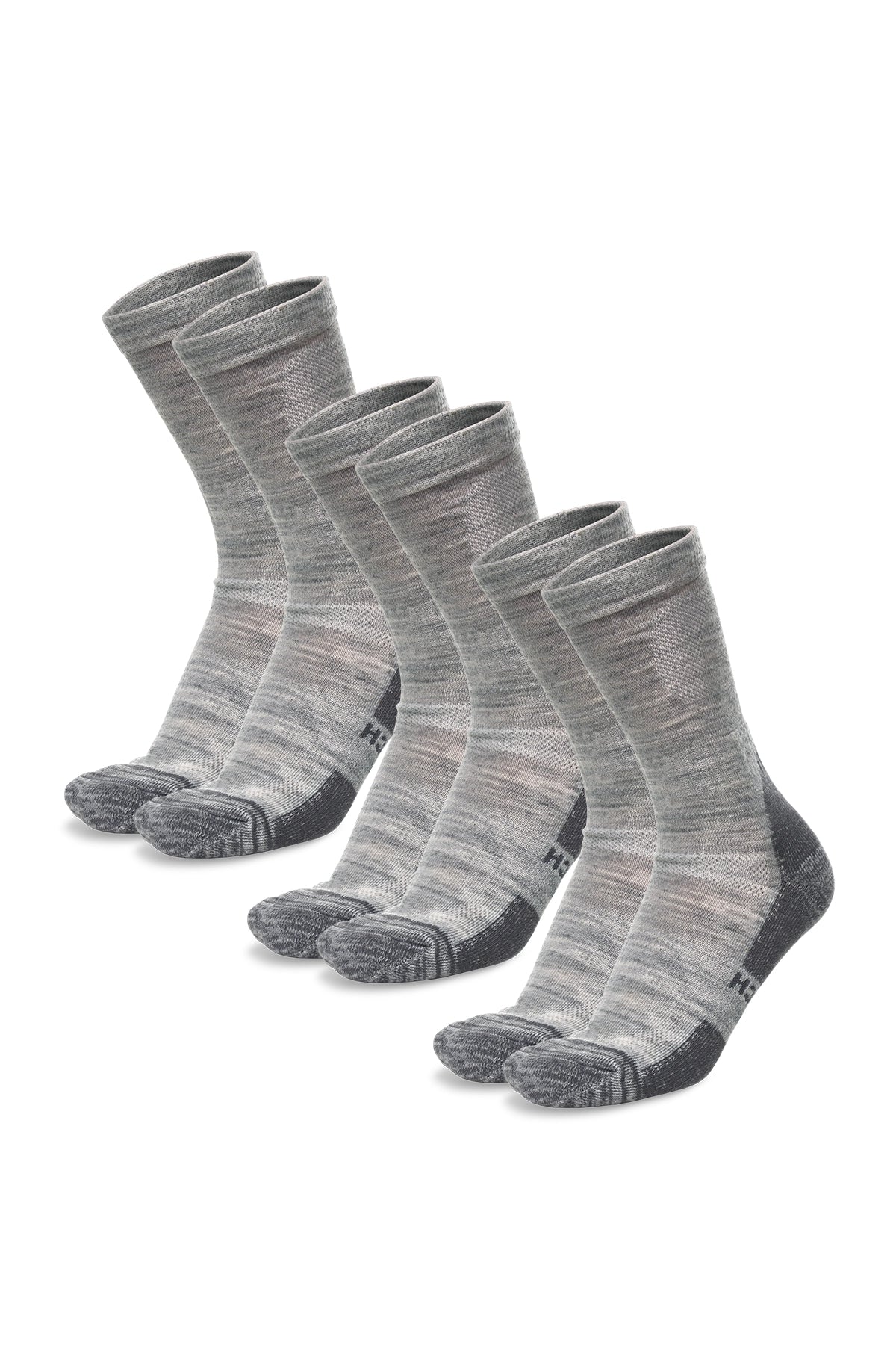 Merino Wool Hiking Socks - (Pack of 3) Cloud Grey