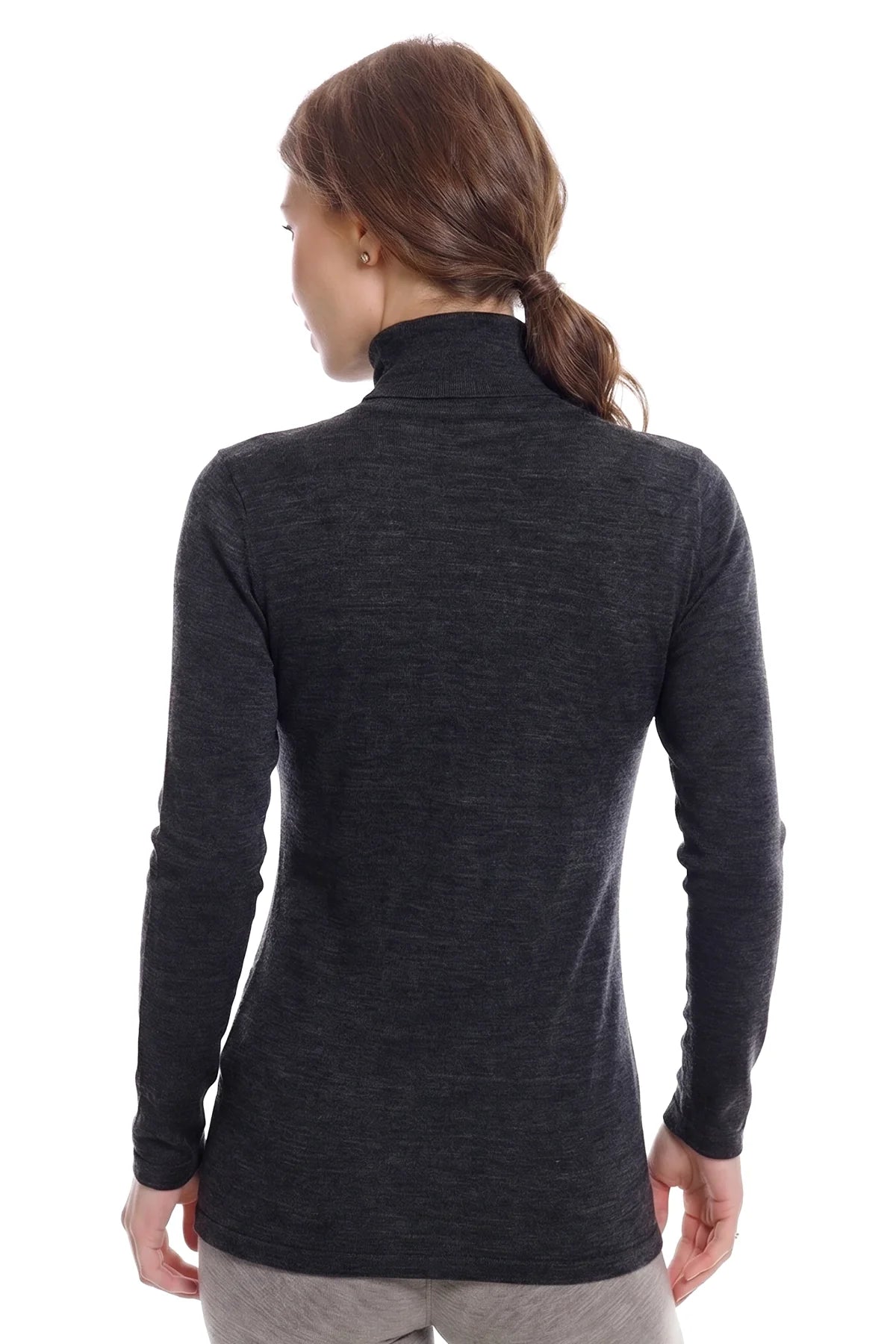 Women's Merino Turtleneck Long Sleeve 260 Charcoal | High Neck
