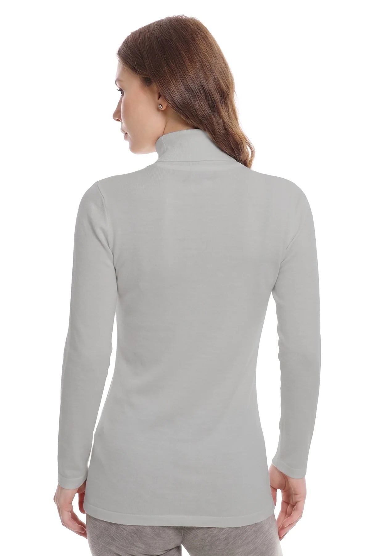 Women's Merino Turtleneck Long Sleeve 260 Light Grey | High Neck