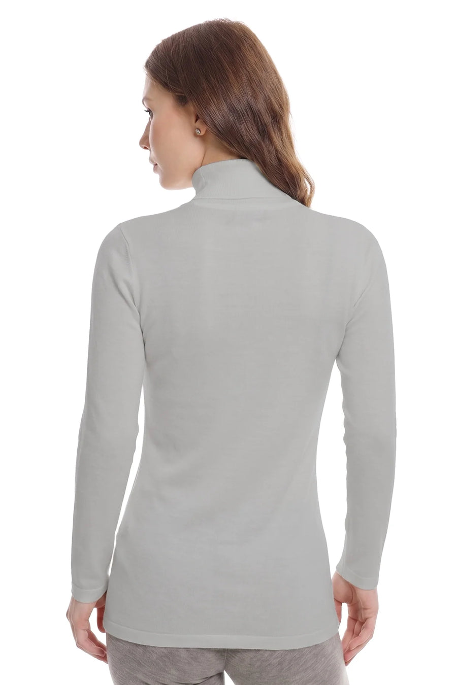 Women's Merino Turtleneck Long Sleeve 260 Light Grey | High Neck