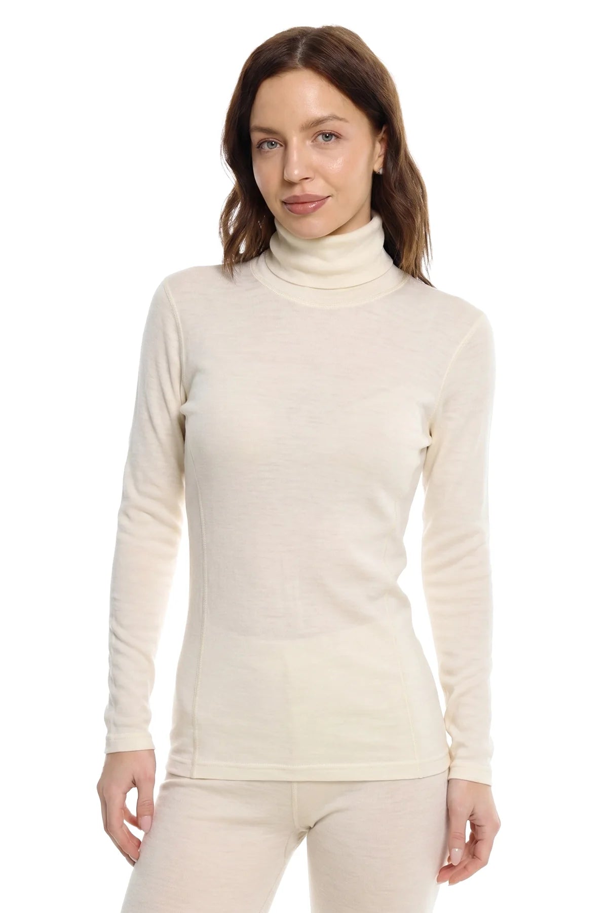 Women's Merino Turtleneck Long Sleeve 260 Natural White | High Neck