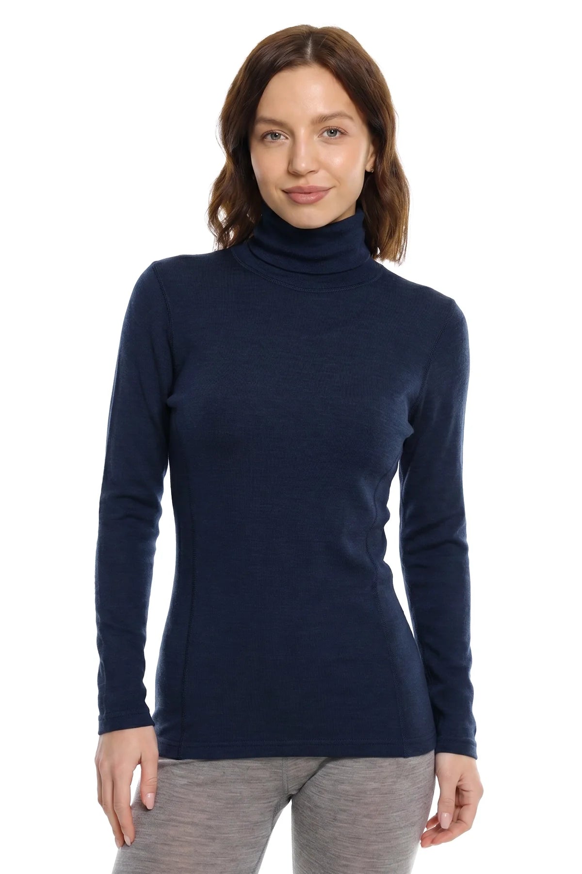 Women's Merino Turtleneck Long Sleeve 260 Navy | High Neck