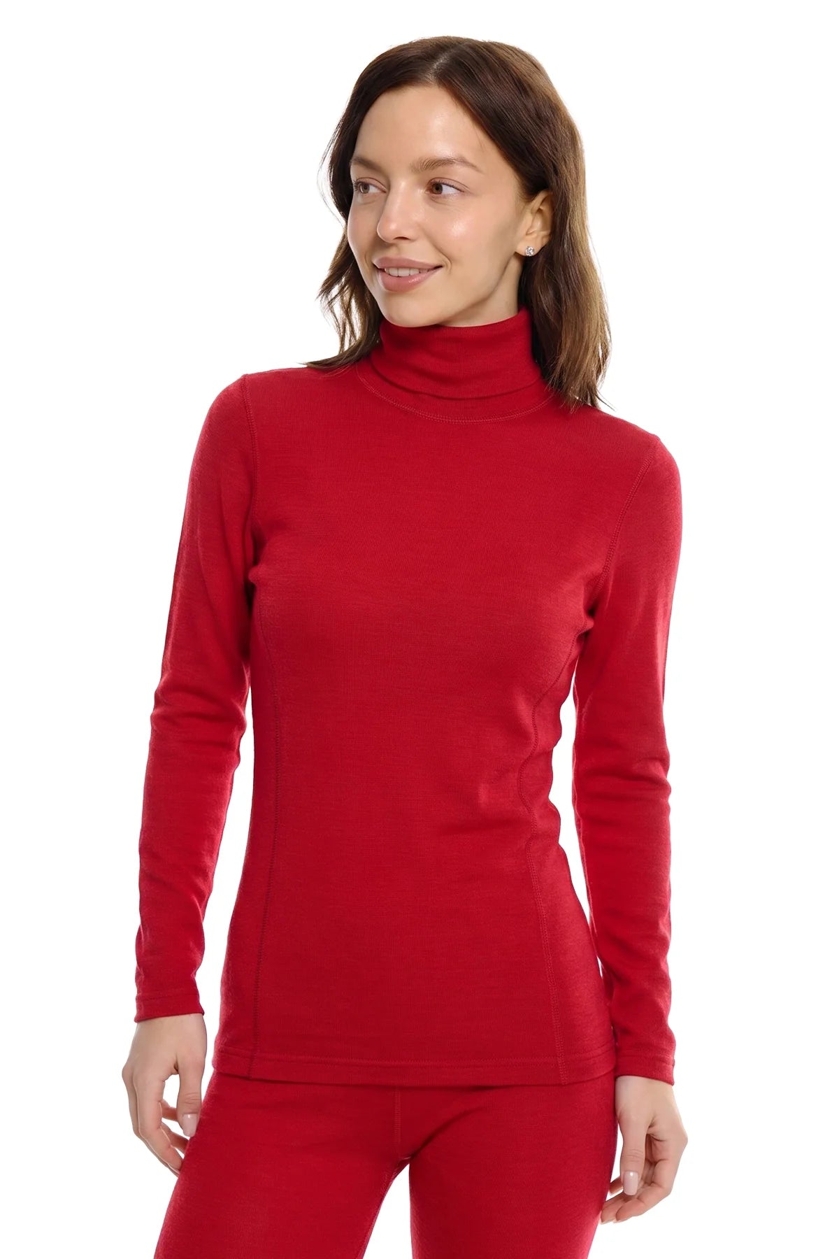 Women's Merino Turtleneck Long Sleeve 260 Red | High Neck
