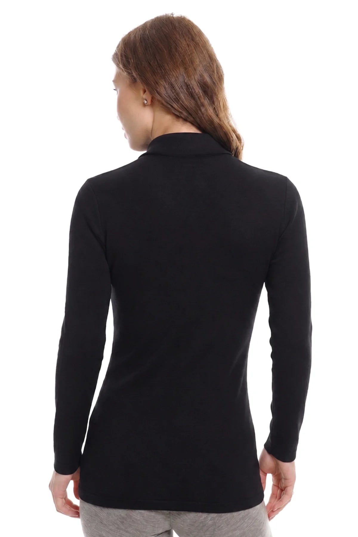 Women's Merino Turtleneck Long Sleeve 260 Black | Low Neck