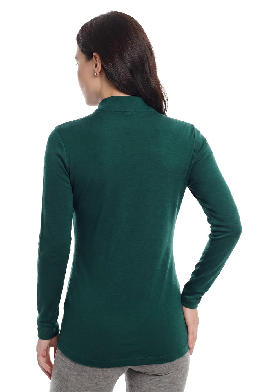 Women's Merino Turtleneck Long Sleeve 260 Forest Green | Low Neck