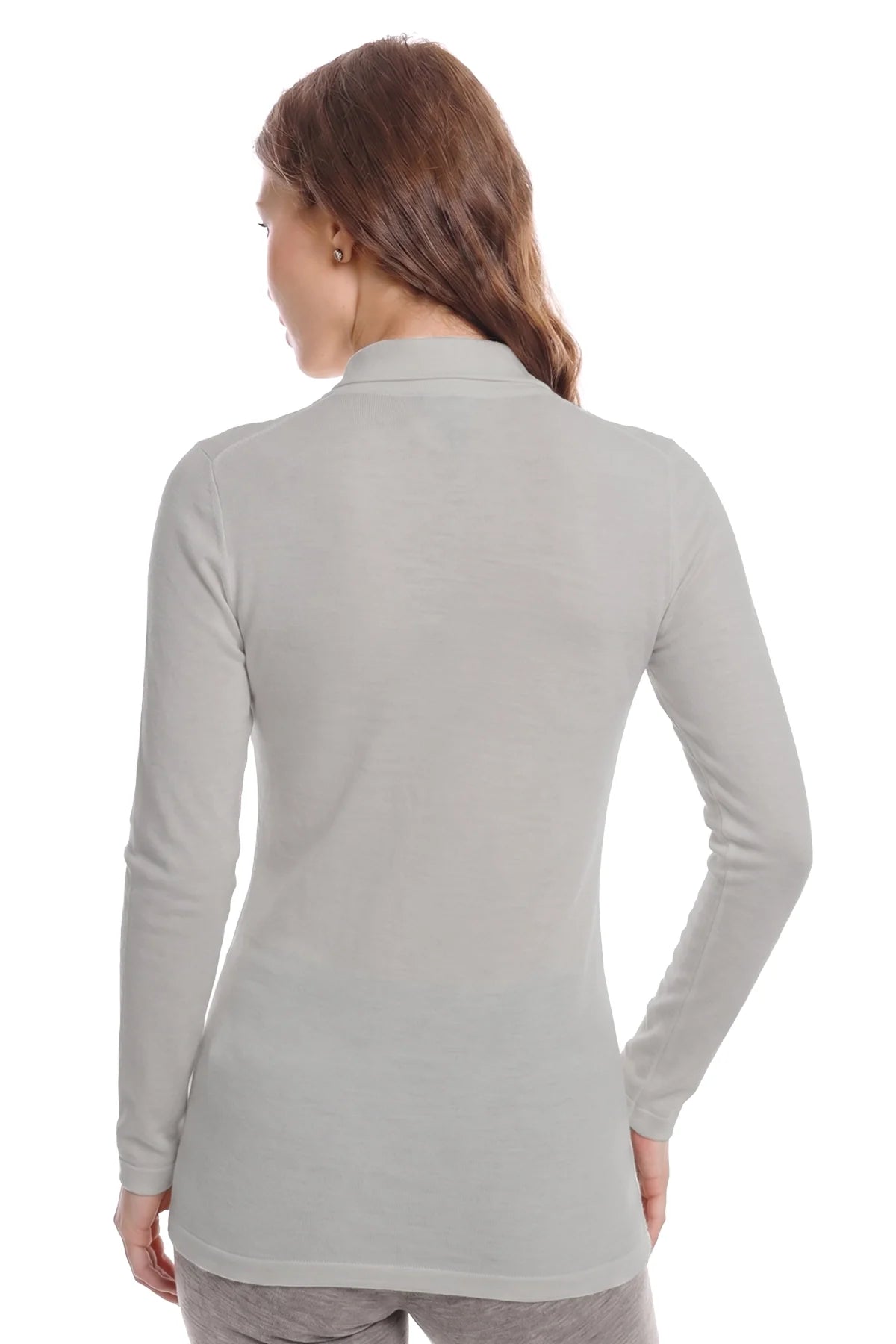 Women's Merino Turtleneck Long Sleeve 260 Light Grey | Low Neck